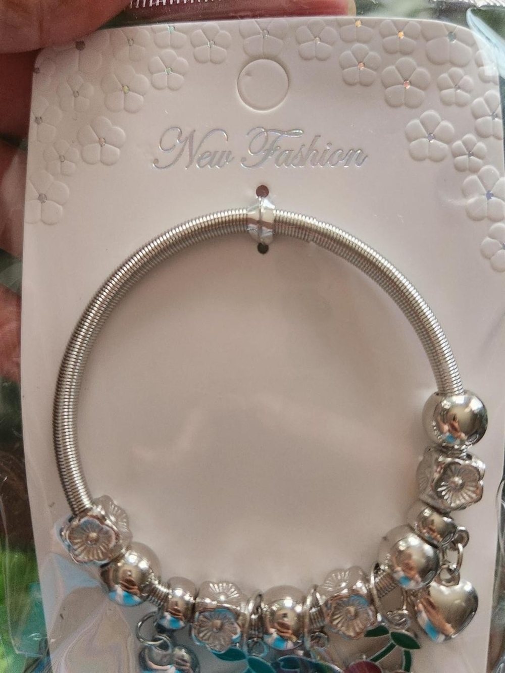 Silver Flower Charm Bracelet